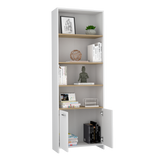 Biblioteca Rectangular Z63 Blanco y Duna 63x180.6cm con Cinco Compartimientos y Dos Puertas - BIBLIOTECAS Y ESTANTERIAS | Bylmo