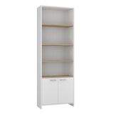 Biblioteca Rectangular Z63 Blanco y Duna 63x180.6cm con Cinco Compartimientos y Dos Puertas - BIBLIOTECAS Y ESTANTERIAS | Bylmo
