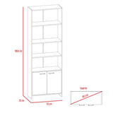 Biblioteca Rectangular Z63 Blanco y Duna 63x180.6cm con Cinco Compartimientos y Dos Puertas - BIBLIOTECAS Y ESTANTERIAS | Bylmo