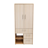 Closet Sevilla Fresno Europeo Mallado 80x180cm Con Tres Cajones y Cinco Compartimientos