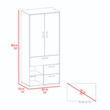 Closet Sevilla Fresno Europeo Mallado 80x180cm Con Tres Cajones y Cinco Compartimientos