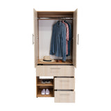 Closet Sevilla Fresno Europeo Mallado 80x180cm Con Tres Cajones y Cinco Compartimientos