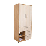 Closet Sevilla Fresno Europeo Mallado 80x180cm Con Tres Cajones y Cinco Compartimientos