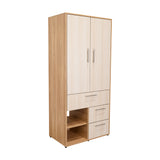 Closet Sevilla Fresno Europeo Mallado 80x180cm Con Tres Cajones y Cinco Compartimientos