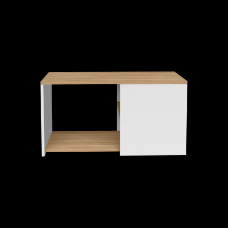 Mesa de Centro Adele Blanco y Fresno 80.1x42.1cm Rectangular con Compartimientos - MESAS DE CENTRO | Bylmo