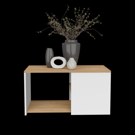 Mesa de Centro Adele Blanco y Fresno 80.1x42.1cm Rectangular con Compartimientos - MESAS DE CENTRO | Bylmo