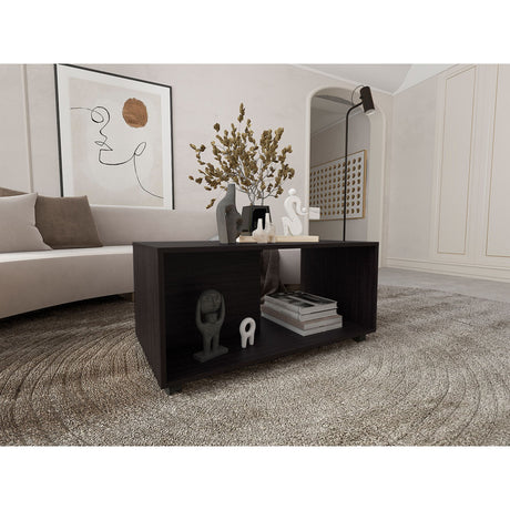 Mesa de Centro Patrick Wengue 92x45.1cm Rectangular con Compartimientos y con De Ruedas - MESAS DE CENTRO | Bylmo