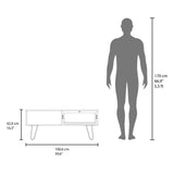 Mesa de Centro Tori Blanco y Fresno Europeo 100.6x42cm Rectangular con Compartimientos y con Patas - MESAS DE CENTRO | Bylmo
