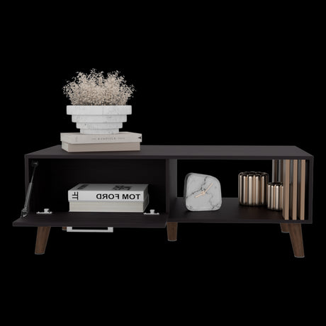 Mesa de Centro Vance Wengue y Fresno Europeo 120x43cm Rectangular con Compartimientos y con Patas - MESAS DE CENTRO | Bylmo