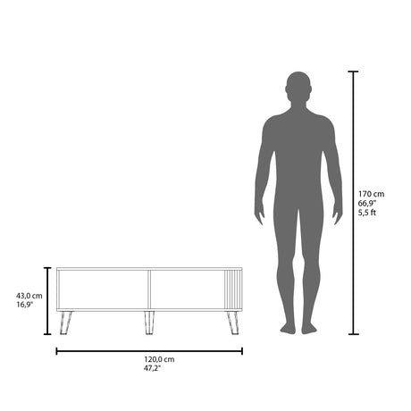 Mesa de Centro Vance Wengue y Fresno Europeo 120x43cm Rectangular con Compartimientos y con Patas - MESAS DE CENTRO | Bylmo