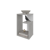 Mesa Auxiliar Everett Cemento y Blanco 39.8x63.4cm Rectangular con Dos Compartimientos - MESAS AUXILIARES | Bylmo