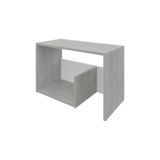 Mesa Auxiliar Everett Cemento y Blanco 39.8x63.4cm Rectangular con Dos Compartimientos - MESAS AUXILIARES | Bylmo