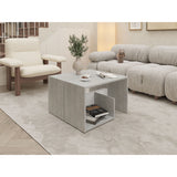 Mesa Auxiliar Everett Cemento y Blanco 39.8x63.4cm Rectangular con Dos Compartimientos - MESAS AUXILIARES | Bylmo