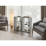 Mesa Auxiliar Everett Cemento y Blanco 39.8x63.4cm Rectangular con Dos Compartimientos - MESAS AUXILIARES | Bylmo
