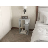 Mesa Auxiliar Everett Cemento y Blanco 39.8x63.4cm Rectangular con Dos Compartimientos - MESAS AUXILIARES | Bylmo