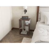 Mesa Auxiliar Everett Coñac y Blanco 39.8x63.4cm Rectangular con Dos Compartimientos - MESAS AUXILIARES | Bylmo
