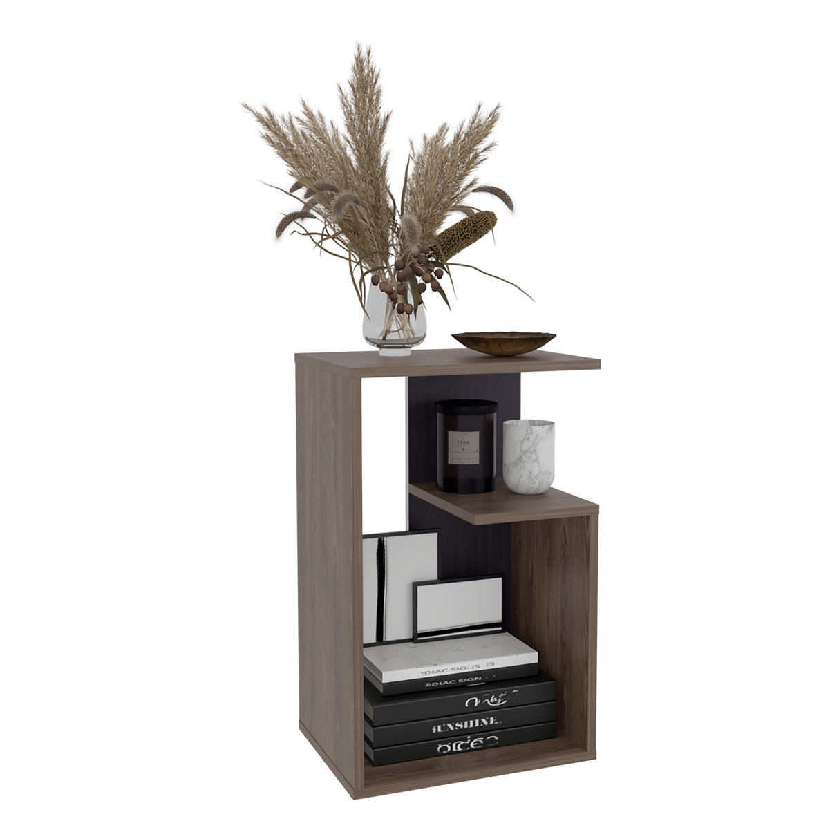 Mesa Auxiliar Everett Coñac y Wengue 39.8x63.4cm Rectangular con Dos Compartimientos - MESAS AUXILIARES | Bylmo