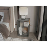 Mesa Auxiliar Everett Plomo y Fresno Europeo 39.8x63.4cm Rectangular con Dos Compartimientos - MESAS AUXILIARES | Bylmo