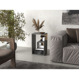 Mesa Auxiliar Everett Plomo y Fresno Europeo 39.8x63.4cm Rectangular con Dos Compartimientos - MESAS AUXILIARES | Bylmo
