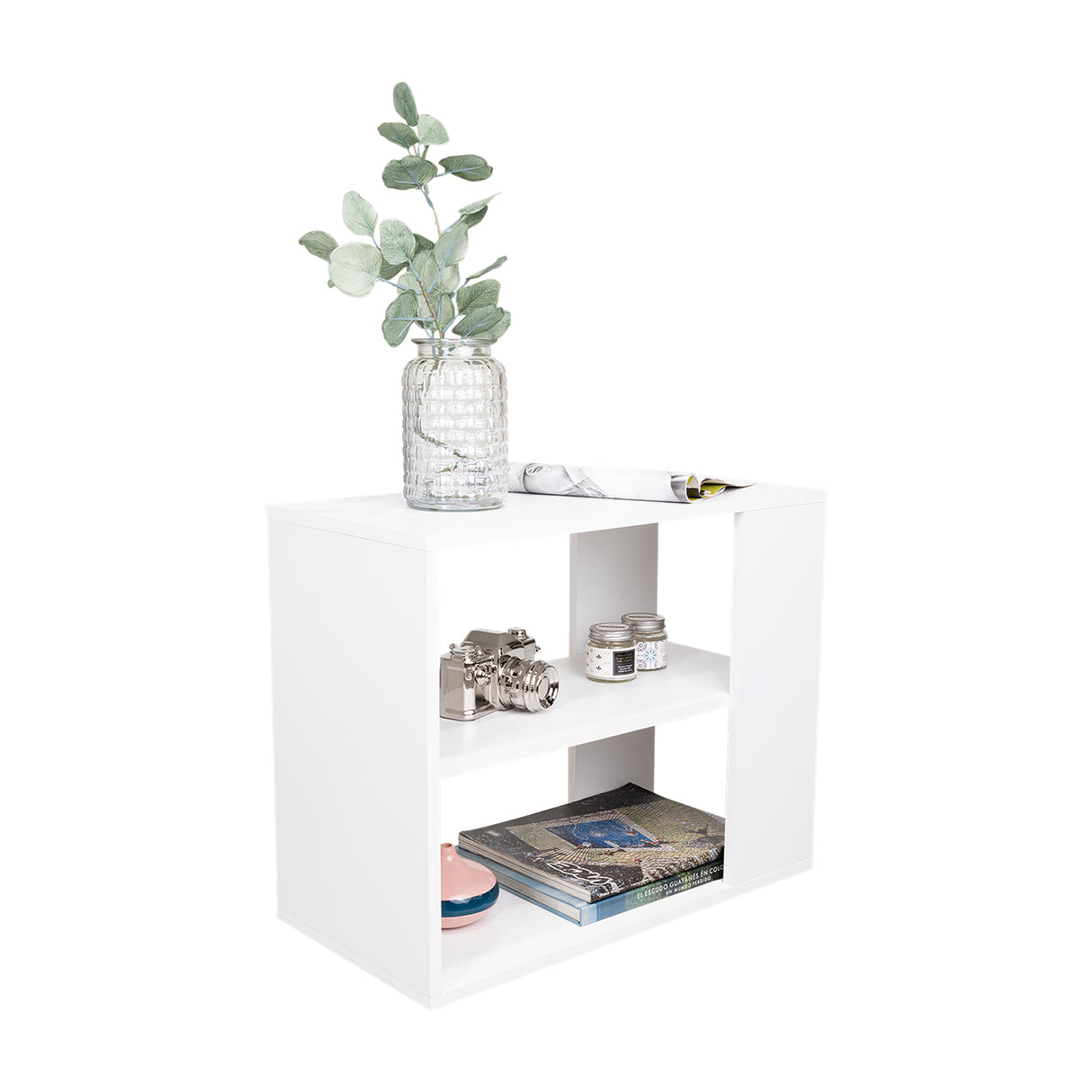 Mueble Auxiliar Garden Blanco 60x50cm Rectangular con Dos Compartimientos - MESAS AUXILIARES | Bylmo