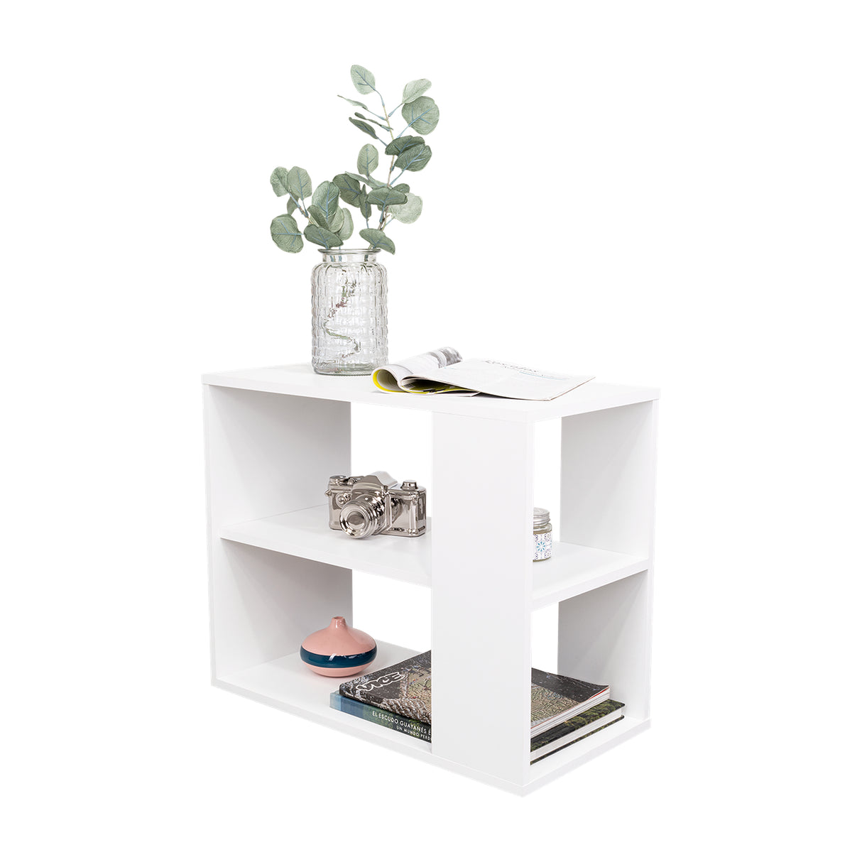 Mueble Auxiliar Garden Blanco 60x50cm Rectangular con Dos Compartimientos - MESAS AUXILIARES | Bylmo