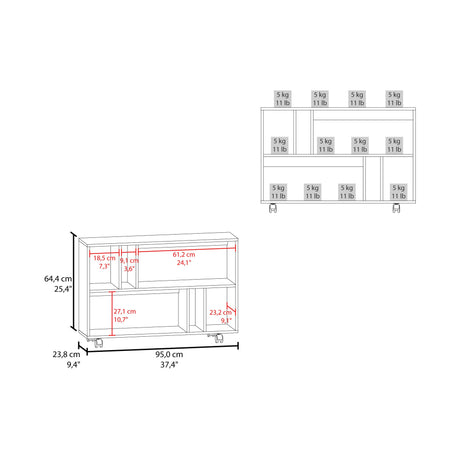 Mueble Auxiliar Joge Wengue 95x64.5cm Rectangular con Seis Compartimientos - MESAS AUXILIARES | Bylmo