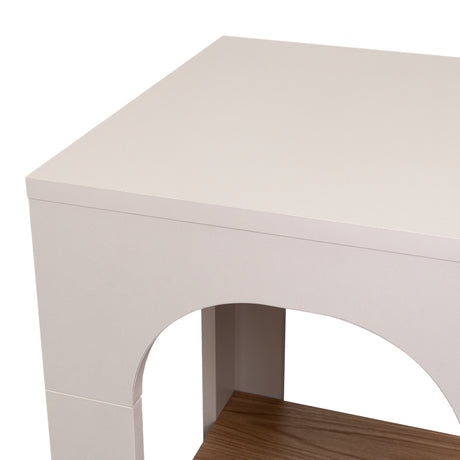Mesa Auxiliar Aira Capri y Fresno Europeo 37.5x52cm Rectangular con Dos Compartimientos - MESAS AUXILIARES | Bylmo