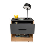 Mesa de Noche Alder Plomo y Fresno Europeo 50x50cm con Un Cajón - MESAS DE NOCHE | Bylmo