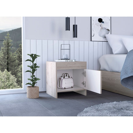 Mesa De Noche X 2 Armonia Bardolino Y Blanco 50x41.6cm Sin Cajones - MESAS DE NOCHE | Bylmo