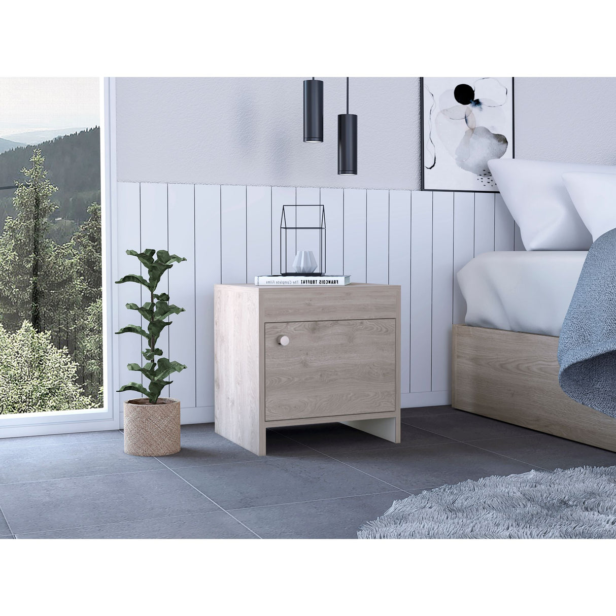 Mesa De Noche X 2 Armonia Bardolino Y Blanco 50x41.6cm Sin Cajones - MESAS DE NOCHE | Bylmo