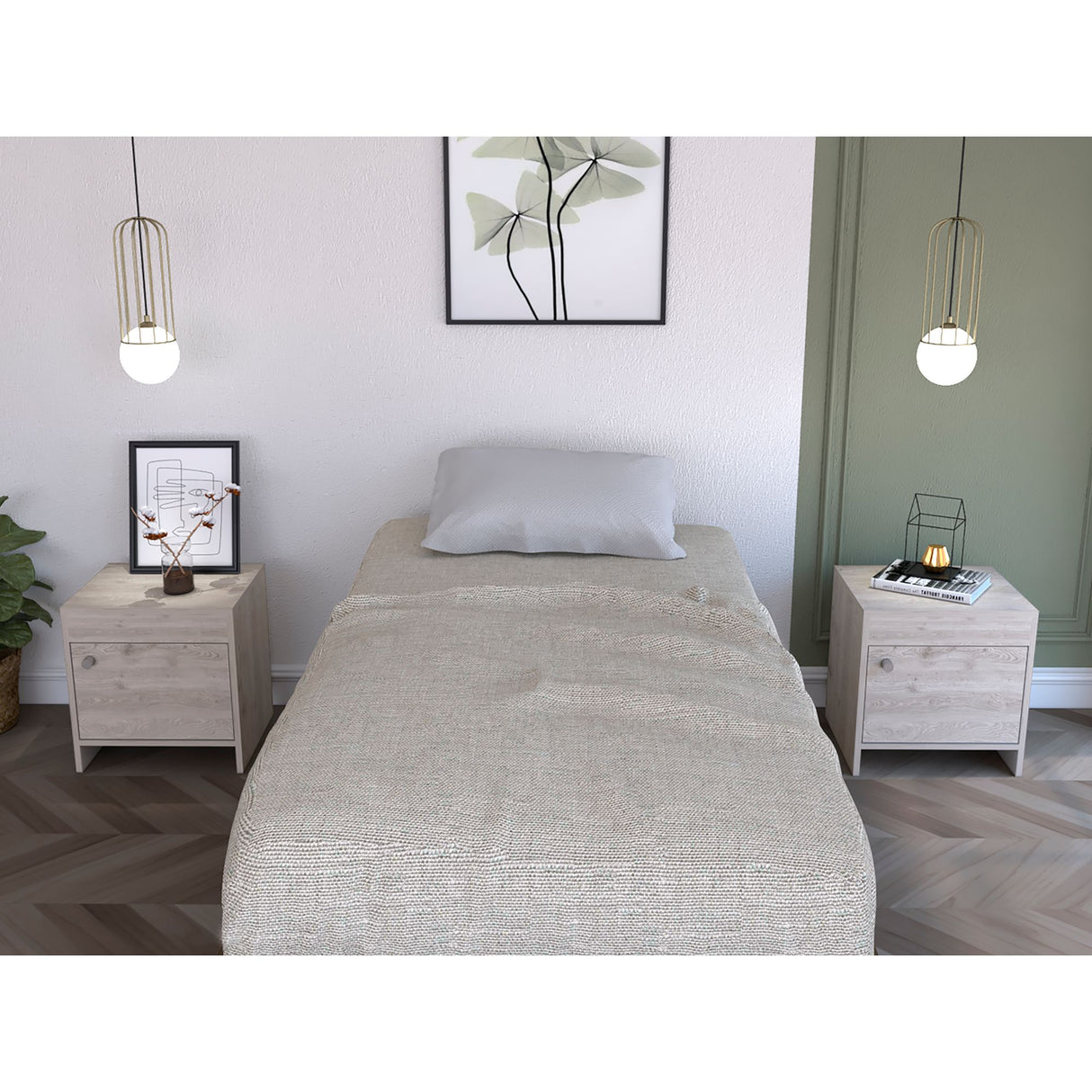 Mesa De Noche X 2 Armonia Bardolino Y Blanco 50x41.6cm Sin Cajones - MESAS DE NOCHE | Bylmo