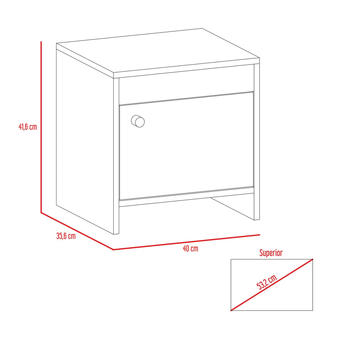 Mesa De Noche X 2 Armonia Bardolino Y Blanco 50x41.6cm Sin Cajones - MESAS DE NOCHE | Bylmo