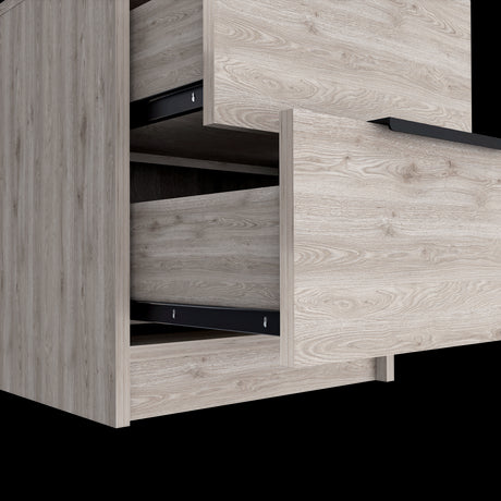Mesa de Noche Kaia Ceniza 41x48cm con Dos Cajones - MESAS DE NOCHE | Bylmo