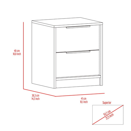 Mesa de Noche Kaia Ceniza 41x48cm con Dos Cajones - MESAS DE NOCHE | Bylmo