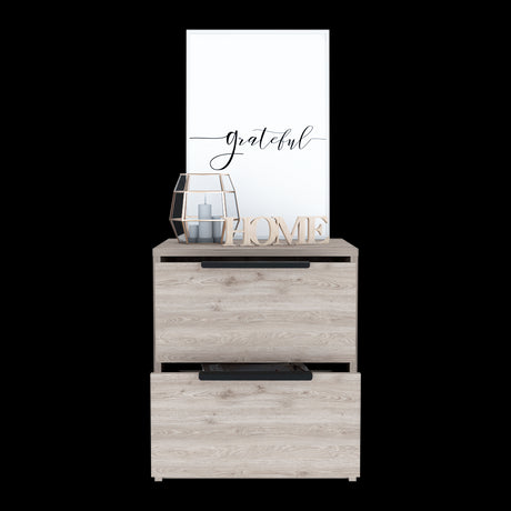 Mesa de Noche Kaia Ceniza 41x48cm con Dos Cajones - MESAS DE NOCHE | Bylmo