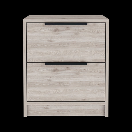 Mesa de Noche Kaia Ceniza 41x48cm con Dos Cajones - MESAS DE NOCHE | Bylmo