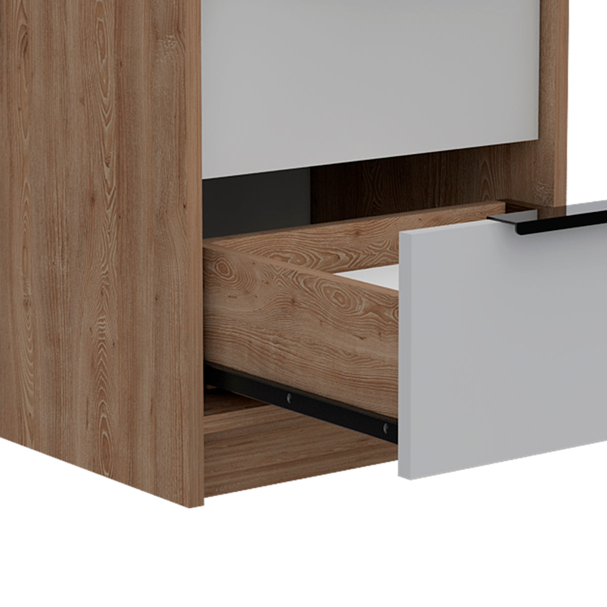Mesa de Noche Kaia Miel y Blanco 41x48cm con Dos Cajones - MESAS DE NOCHE | Bylmo
