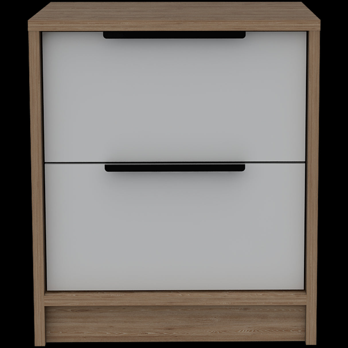 Mesa de Noche Kaia Miel y Blanco 41x48cm con Dos Cajones - MESAS DE NOCHE | Bylmo