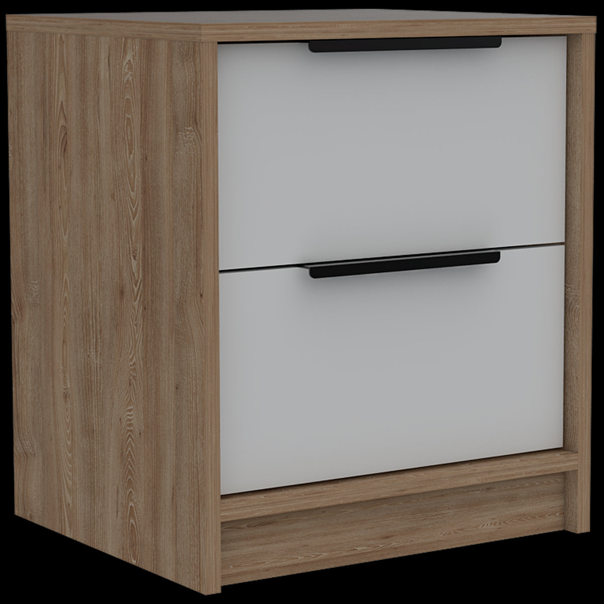 Mesa de Noche Kaia Miel y Blanco 41x48cm con Dos Cajones - MESAS DE NOCHE | Bylmo