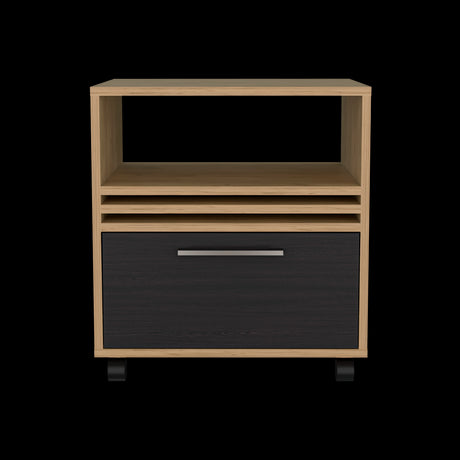 Mesa de Noche Vance Fresno Europeo y Wengue 48.1x52cm con Un Cajón - MESAS DE NOCHE | Bylmo