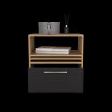 Mesa de Noche Vance Fresno Europeo y Wengue 48.1x52cm con Un Cajón - MESAS DE NOCHE | Bylmo