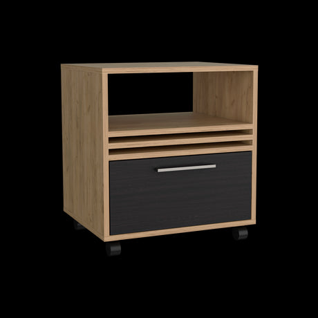 Mesa de Noche Vance Fresno Europeo y Wengue 48.1x52cm con Un Cajón - MESAS DE NOCHE | Bylmo