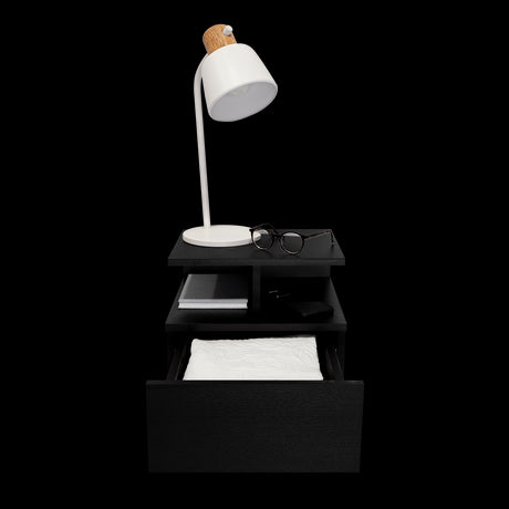 Mesa de Noche Flotante Wengue 35.6x29.5cm con Un Cajón - MESAS DE NOCHE | Bylmo