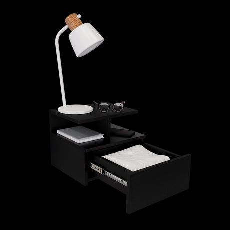 Mesa de Noche Flotante Wengue 35.6x29.5cm con Un Cajón - MESAS DE NOCHE | Bylmo