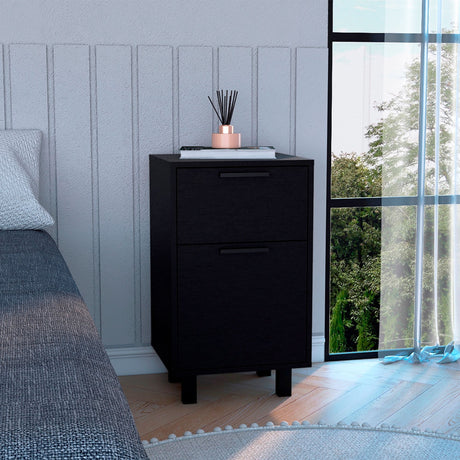 Mesa de Noche Z 80 Wengue 41x70cm con Dos Cajones - MESAS DE NOCHE | Bylmo