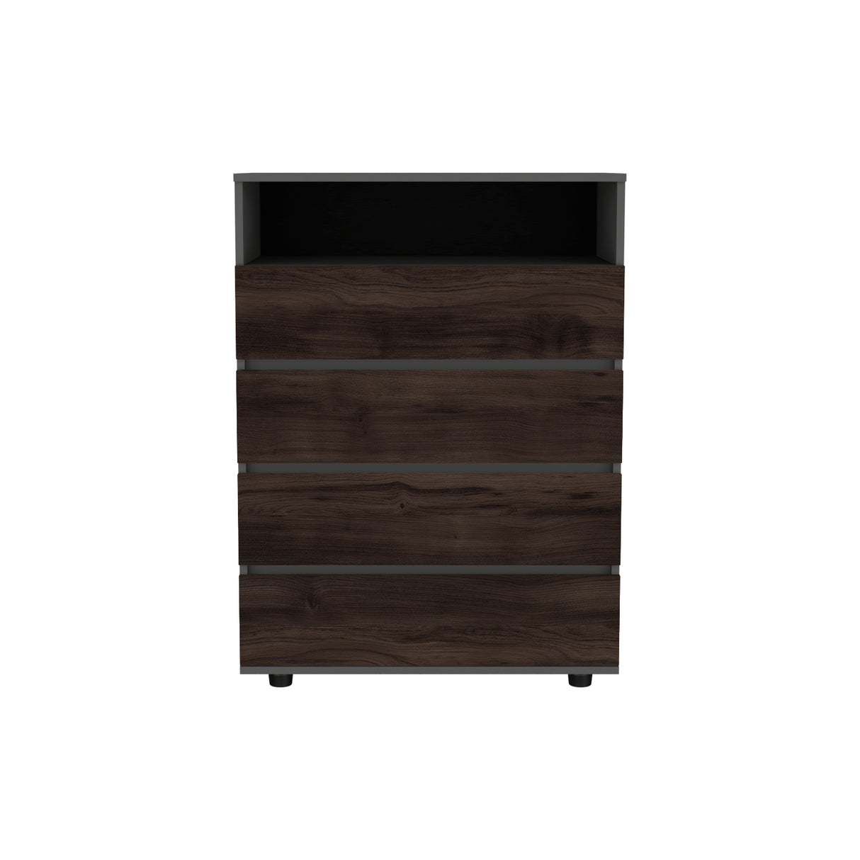 Cajonera Alpine Plomo y Nogal 75x102.3cm con Cuatro Cajones - CAJONERAS Y COMODAS | Bylmo