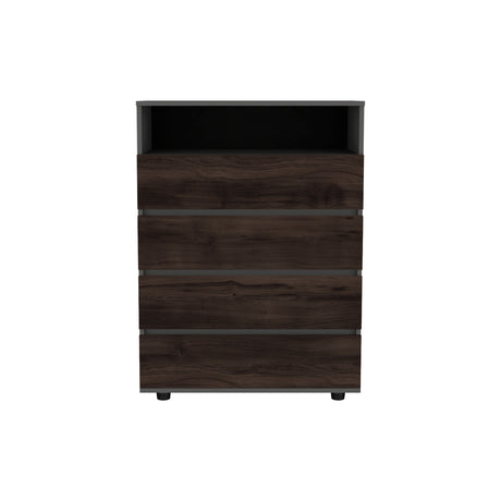 Cajonera Alpine Plomo y Nogal 75x102.3cm con Cuatro Cajones - CAJONERAS Y COMODAS | Bylmo