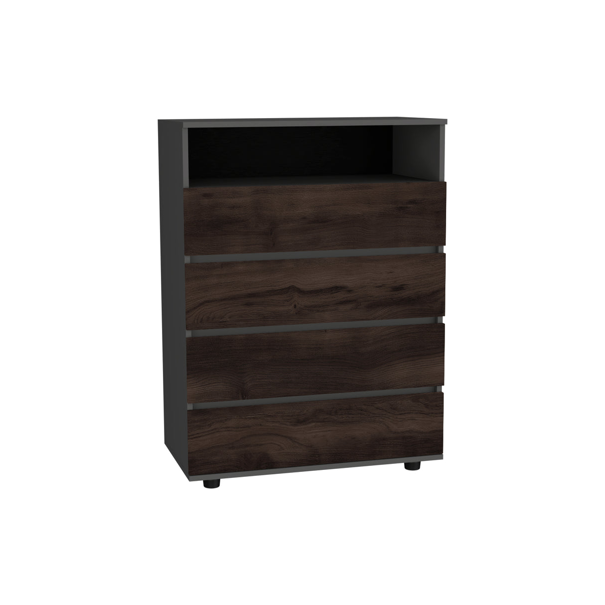 Cajonera Alpine Plomo y Nogal 75x102.3cm con Cuatro Cajones - CAJONERAS Y COMODAS | Bylmo