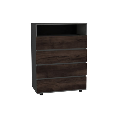 Cajonera Alpine Plomo y Nogal 75x102.3cm con Cuatro Cajones - CAJONERAS Y COMODAS | Bylmo