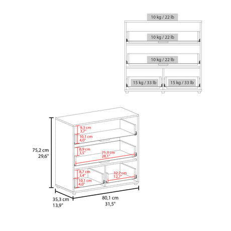 Cajonera Alpine Blanco 80.1x75.2cm con Cuatro Cajones - CAJONERAS Y COMODAS | Bylmo